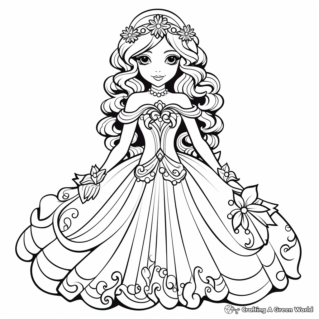 Regal Royal Bride Coloring Pages 3