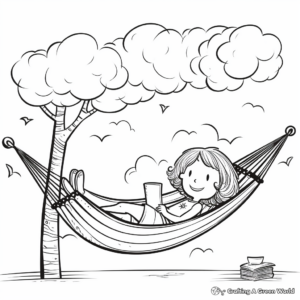 Relaxing Hammock Under the Sun Coloring Pages 1