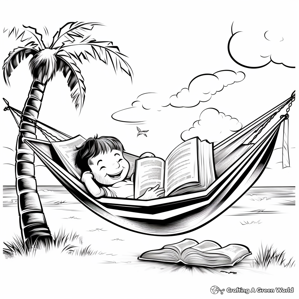 Relaxing Hammock Under the Sun Coloring Pages 2