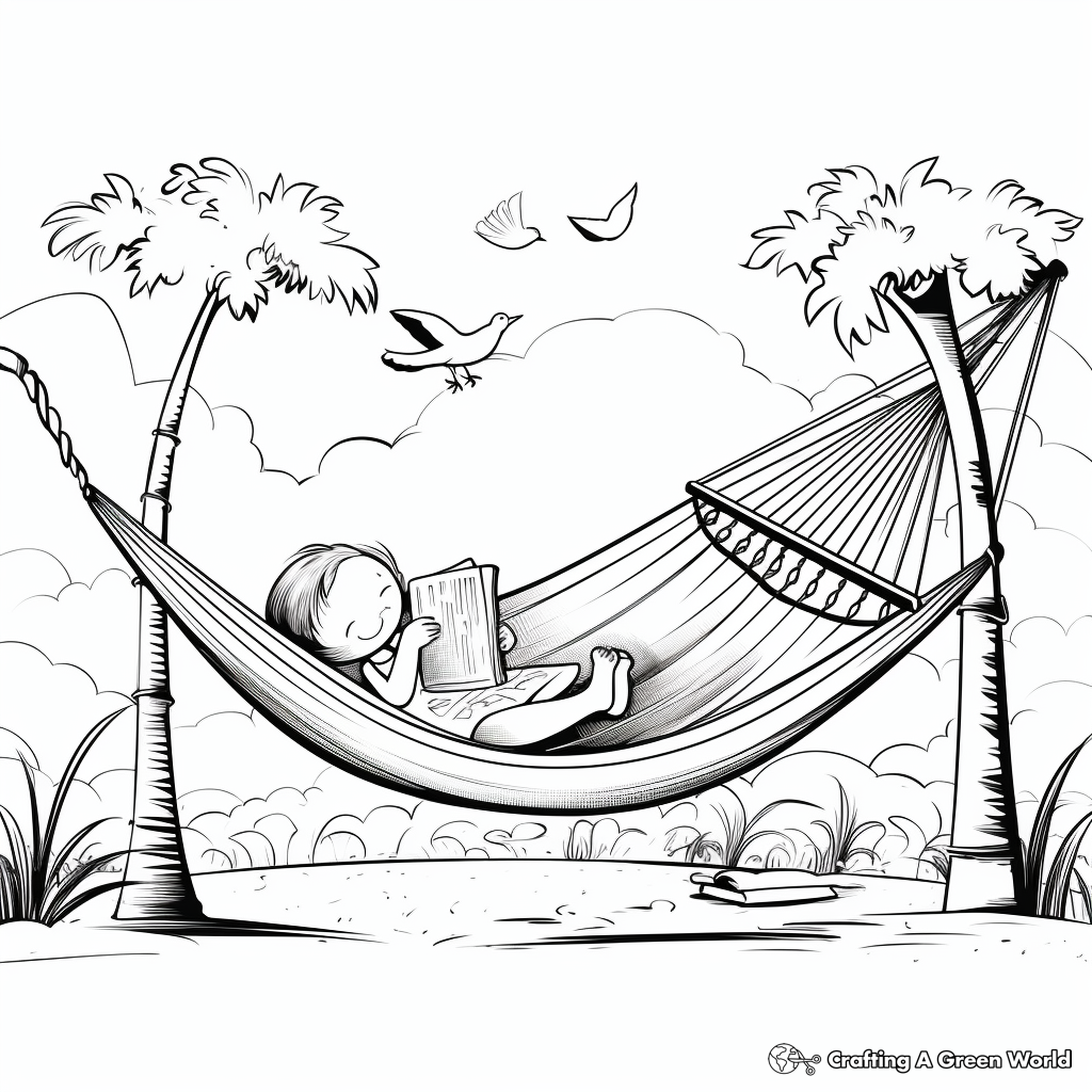 Relaxing Hammock Under the Sun Coloring Pages 4