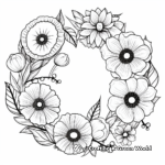 Relaxing Poppy Flower Wreath Coloring Pages for Stress Relief 3