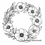 Relaxing Poppy Flower Wreath Coloring Pages for Stress Relief 4