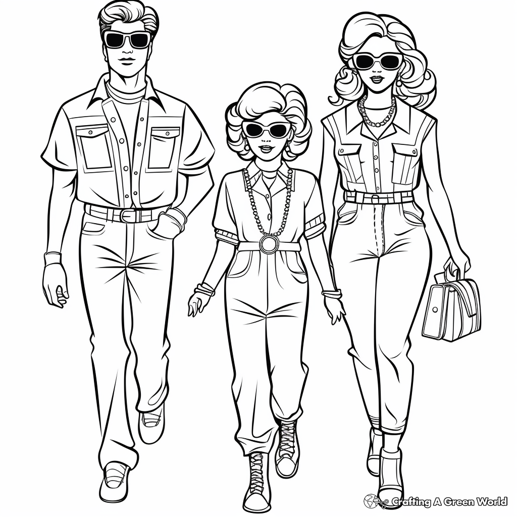 Retro 80's Fashion Coloring Pages 1