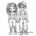 Retro Denim Overalls Coloring Pages for Teens 3