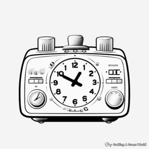 Retro Flip Alarm Clock Coloring Pages 2