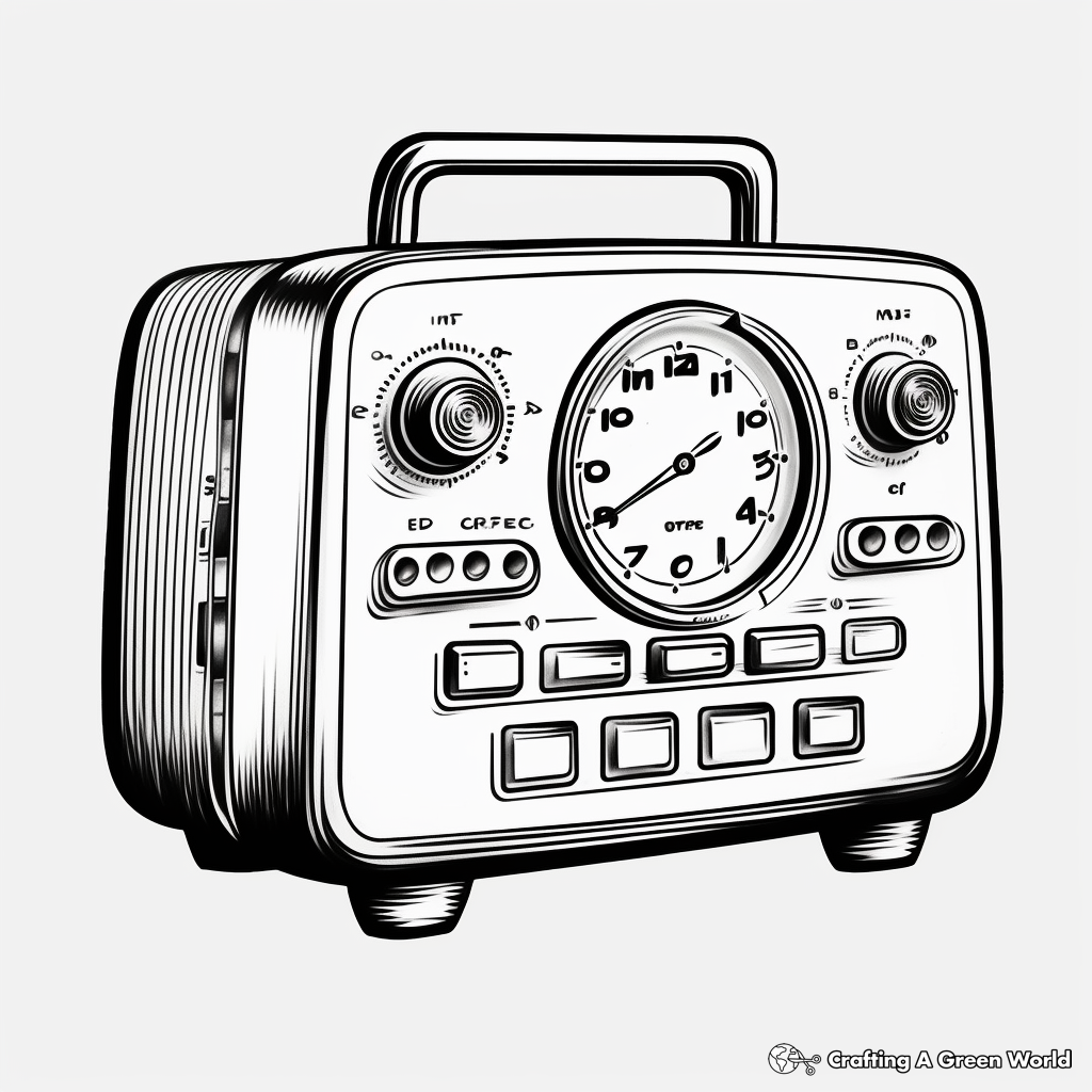 Retro Flip Alarm Clock Coloring Pages 4