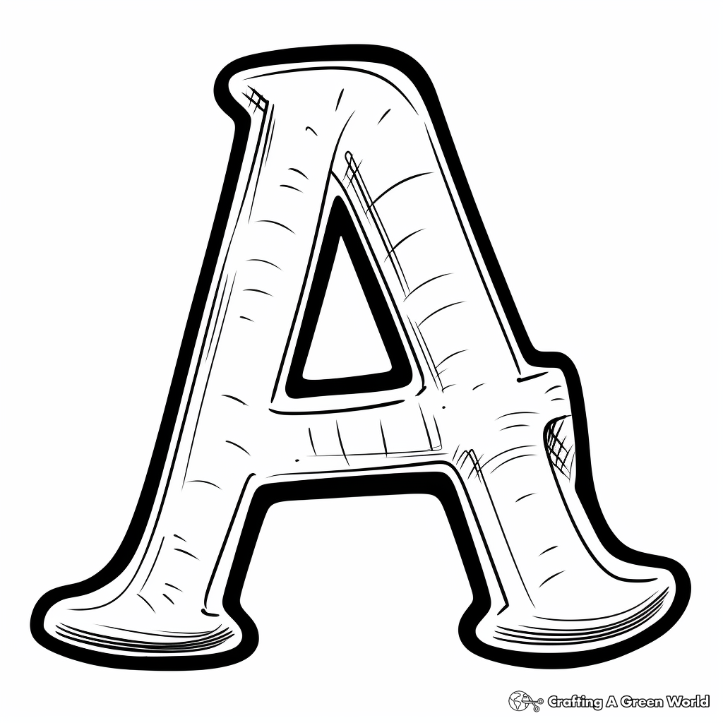 Retro Font Lowercase A Coloring Pages 1