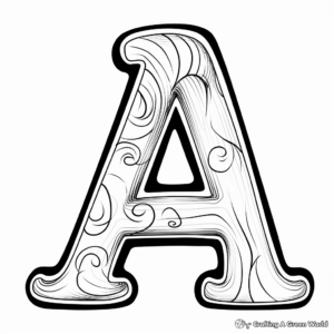 Retro Font Lowercase A Coloring Pages 4