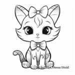 Retro Looking Cat With Vintage Bow Coloring Pages 1
