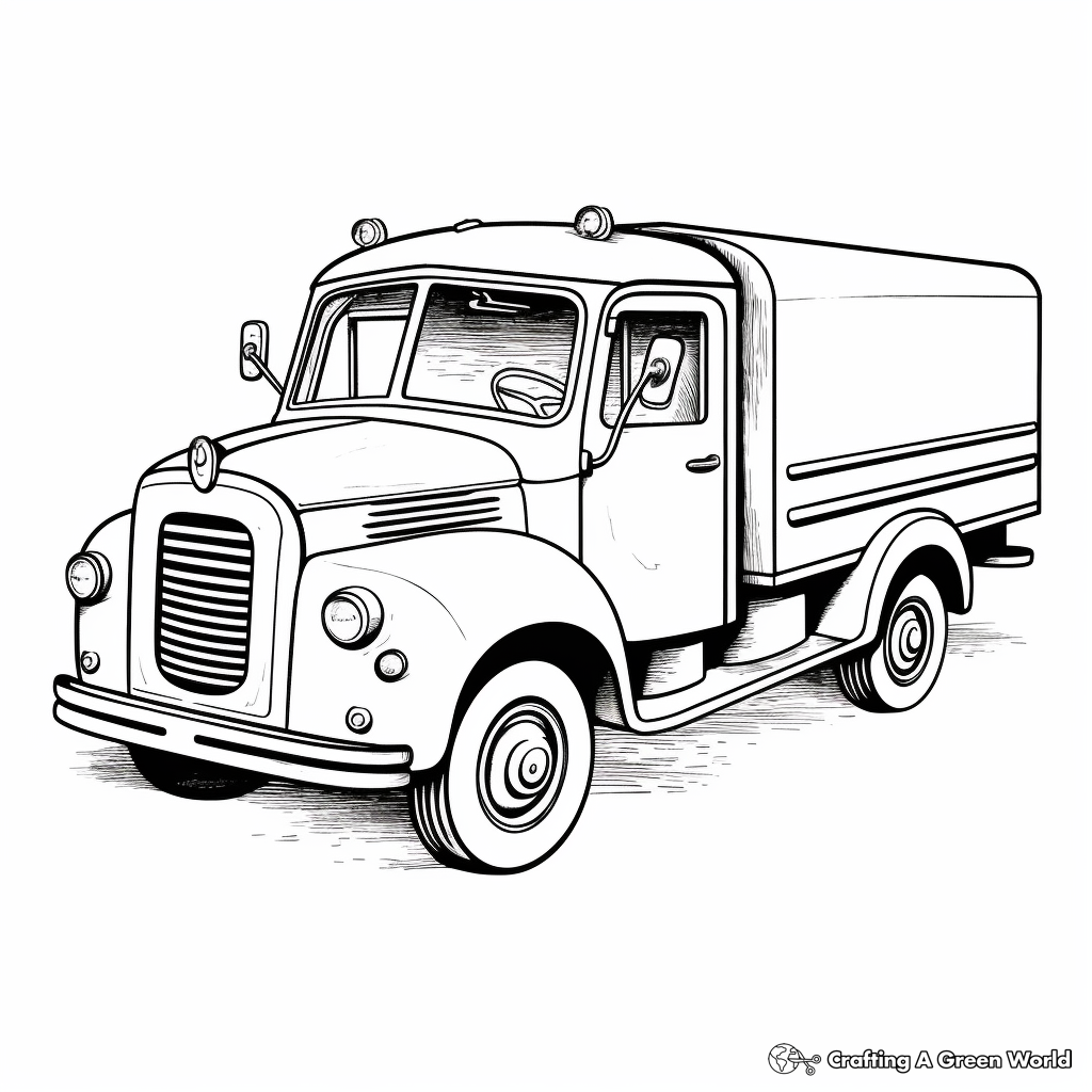 Retro Postal Delivery Truck Coloring Pages 2