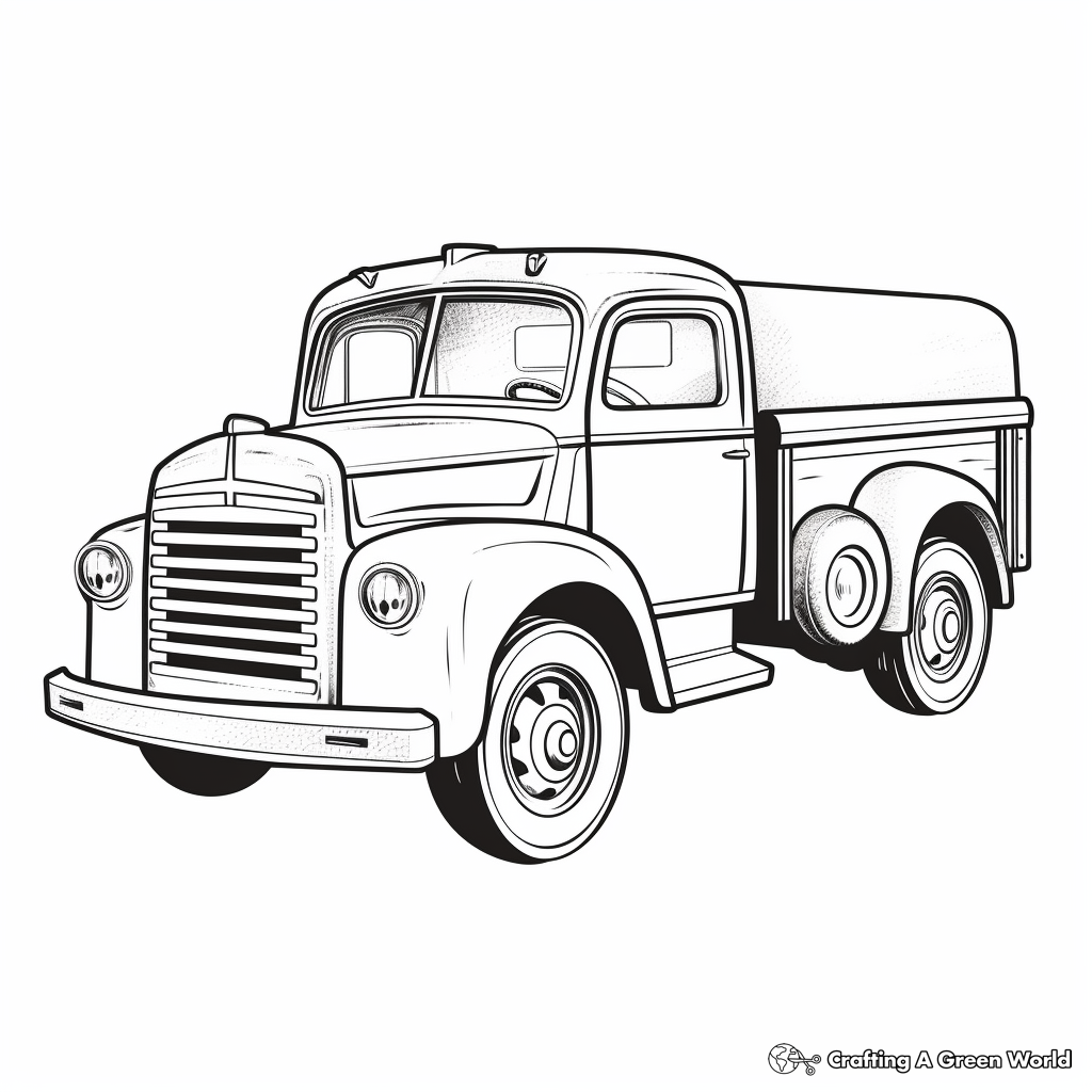 Retro Postal Delivery Truck Coloring Pages 4