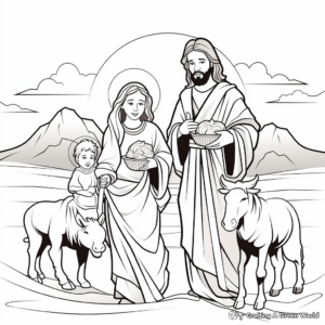 Reverent Shepherds Worship Jesus Coloring Pages 1
