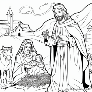 Reverent Shepherds Worship Jesus Coloring Pages 4