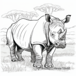Rhinoceros in Natural Habitat Coloring Pages 1