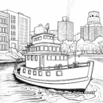 River-Scene Tugboat Coloring Pages 1