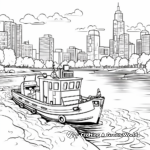 River-Scene Tugboat Coloring Pages 2