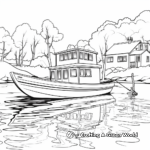 River Scene with Fishing Boat Coloring Pages 2