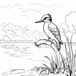 River Scene with Kingfisher Coloring Page 3