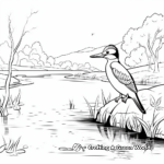 River Scene with Kingfisher Coloring Page 4