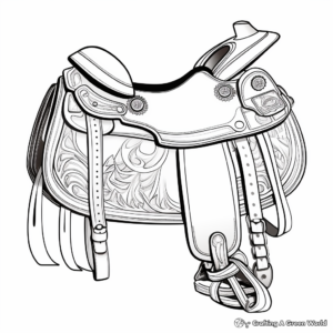Rodeo Saddle Coloring Sheets 2