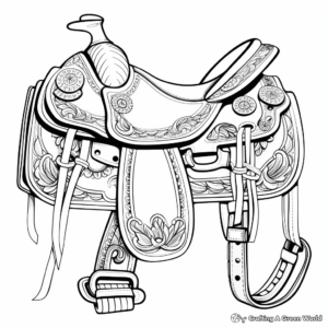 Rodeo Saddle Coloring Sheets 4