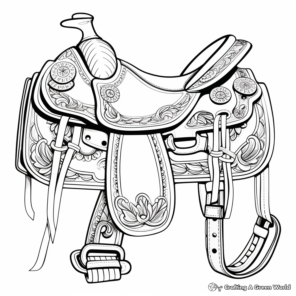 Rodeo Saddle Coloring Sheets 4