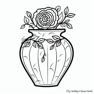 Romanic Rose Vase Coloring Pages 1