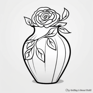 Romanic Rose Vase Coloring Pages 2