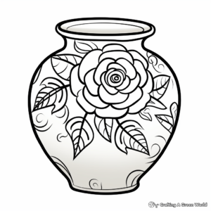 Romanic Rose Vase Coloring Pages 4