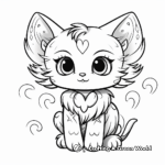 Romantic Angel Cat and Heart Coloring Pages 1