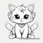 Romantic Angel Cat and Heart Coloring Pages 2