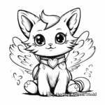 Romantic Angel Cat and Heart Coloring Pages 3
