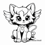Romantic Angel Cat and Heart Coloring Pages 4