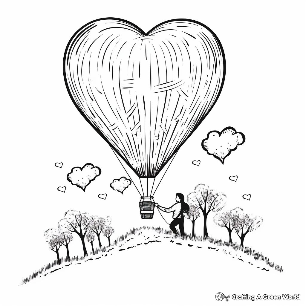 Romantic Balloon Ride Coloring Sheets 1