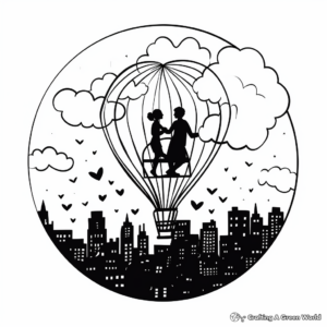 Romantic Balloon Ride Coloring Sheets 3