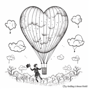 Romantic Balloon Ride Coloring Sheets 4