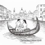 Romantic Gondola Boat Coloring Pages 2