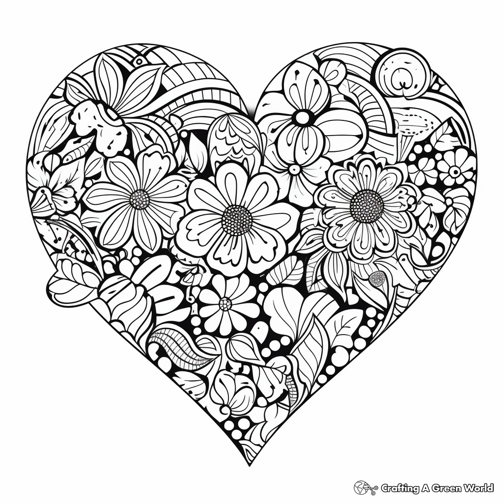 Romantic Heart Patterns Coloring Pages 1