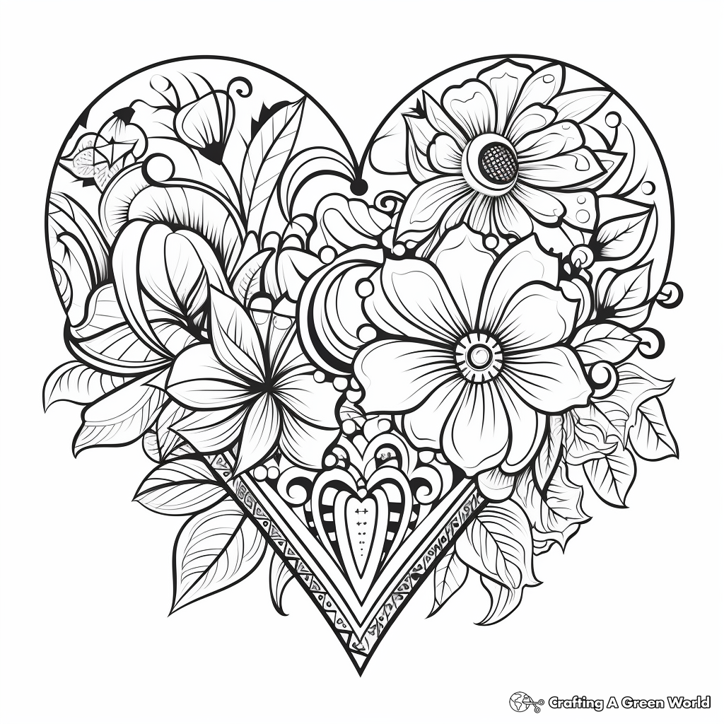 Romantic Heart Patterns Coloring Pages 3