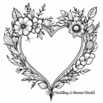 Romantic Heart-shaped Flower Wreath Coloring Pages 2