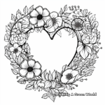 Romantic Heart-shaped Flower Wreath Coloring Pages 4