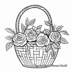 Romantic Rose Basket Coloring Sheets 4