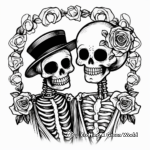 Romantic Skull Couple Coloring Pages 2