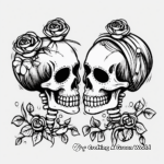 Romantic Skull Couple Coloring Pages 4