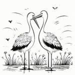 Romantic Stork Couple Coloring Pages 1