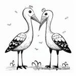 Páginas para colorear de parejas de cigüeñas románticas 3
