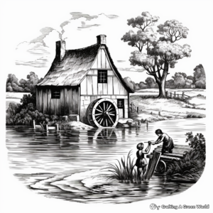 Romanticism The Hay Wain by Constable Coloring Pages for Art Lovers 1