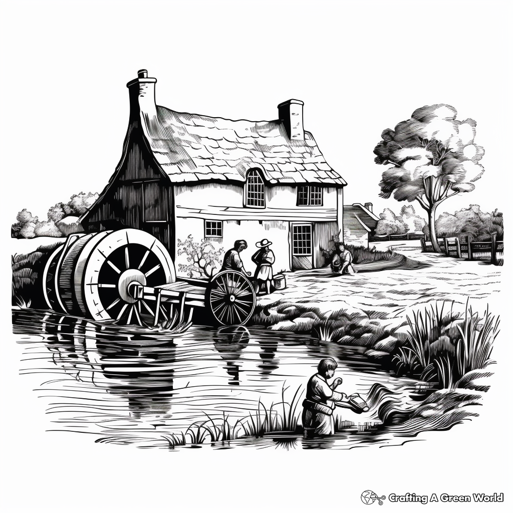 Romanticism The Hay Wain by Constable Coloring Pages for Art Lovers 2