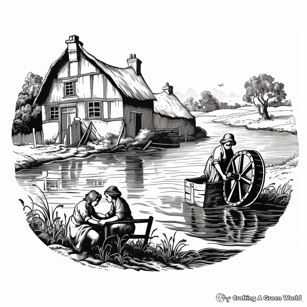 Romanticism The Hay Wain by Constable Coloring Pages for Art Lovers 4
