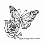 Rose and Butterfly Tattoo Coloring Pages 1